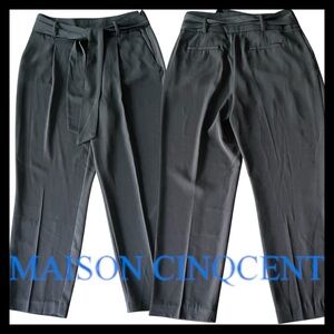 Maison Cinqcent Black Tie Belt Taper Leg Ankle Pants (8)